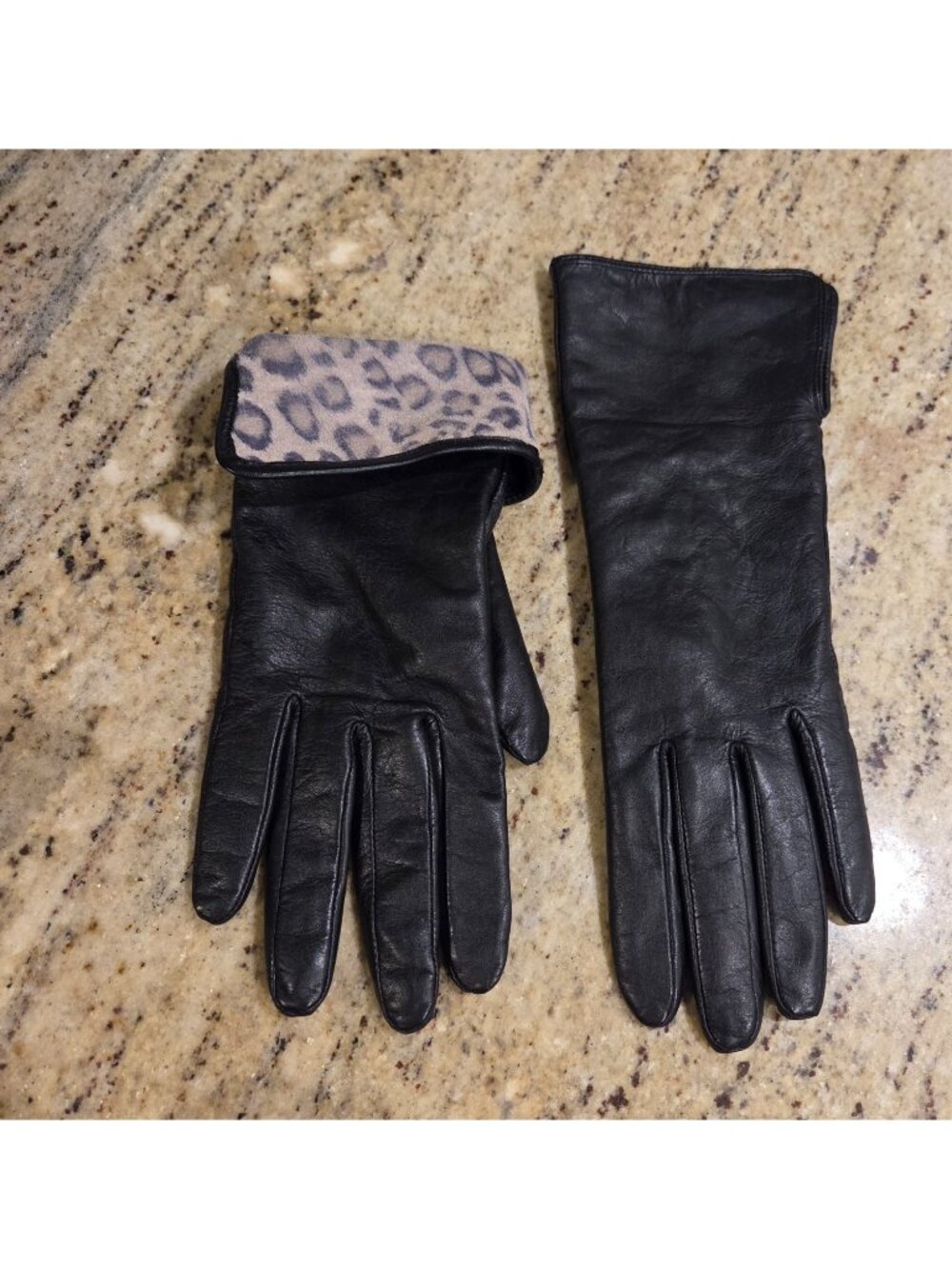 Merona Women's M/L Black Soft Leather Gloves Animal Print Lined